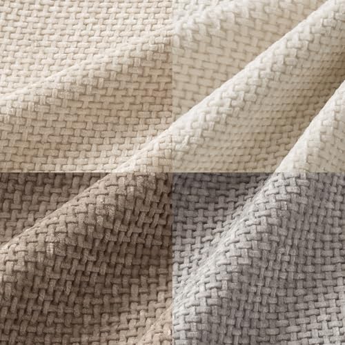 Pack of 4 Couch Throw Pillow Covers 18x18 Inch Neutral Beige/Brown Soft Decorative Chenille Pillow Covers Farmhouse Accent Cushion Covers for Boho Spring Home Decor Sofa Bedroom Living Room