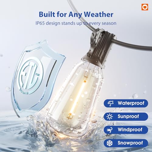 100FT LED Outdoor String Lights with Remote Waterproof Patio Lights with, view 5