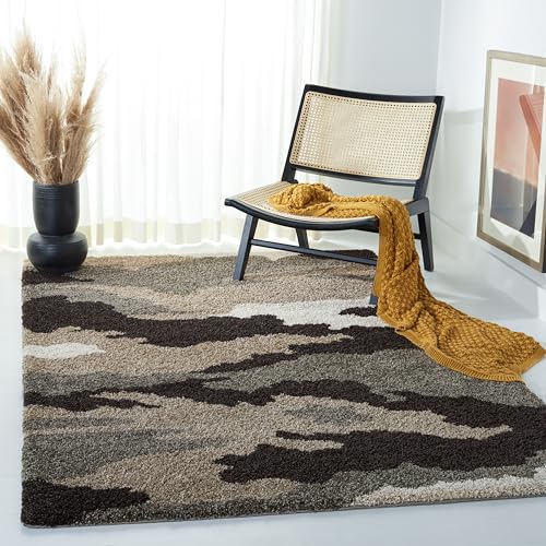 SAFAVIEH Florida Shag Collection Accent Rug - 4' x 6', Beige & Multi, Non-Shedding & Easy Care, 1.2-inch Thick Ideal for High Traffic Areas in Foyer, Living Room, Bedroom (SG453-1391)