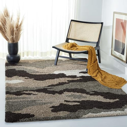 SAFAVIEH Florida Shag Collection Accent Rug - 4' x 6', Beige & Multi, Non-Shedding & Easy Care, 1.2-inch Thick Ideal for High Traffic Areas in Foyer, Living Room, Bedroom (SG453-1391)