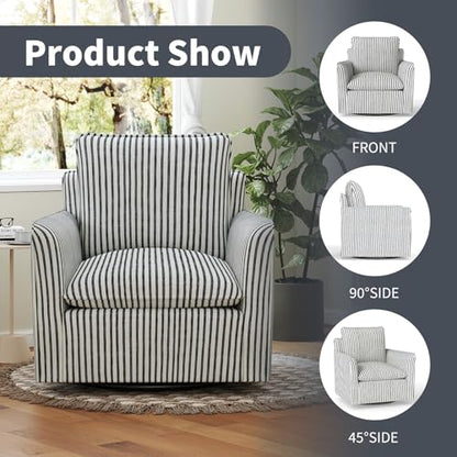 Swivel Accent Square Chair with Thick Padded Backrest Cushion, Swivel Reading Chair for Living Room Bedroom Small Spaces, Blue