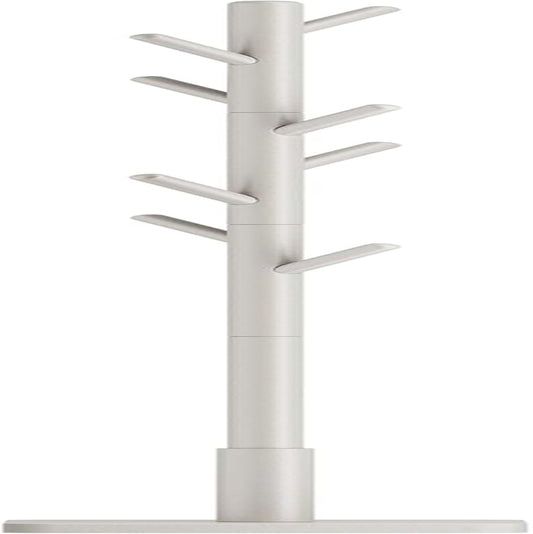 Solid Wood Coat Rack, Free Standing Hall Coat Tree with 8 Hooks, 3 Height Options, for Coats, Hats, Bags, Purses, for Entryway, Hallway, Rubberwood Hooks and Pole, Cappuccino Beige URCR010K01
