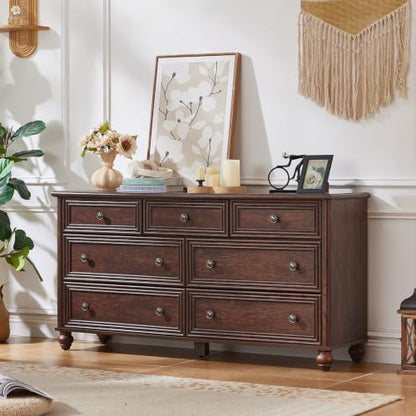 54" Dresser for Bedroom, Farmhouse 7 Drawers Dressers with Gourd Legs, view 5