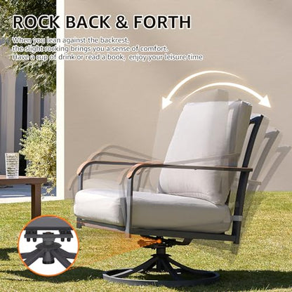 Outdoor Bistro Set,3 Piece Swivel Glider Rocking Chairs Patio Conversation Furniture Set with 2 Rockers,Metal Table,6" Thick Cushions for Backyard, Porch,Balcony,350lbs