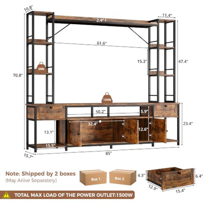 85" W Entertainment Center for TVs 65 inch, TV Stand with Storage, view 3
