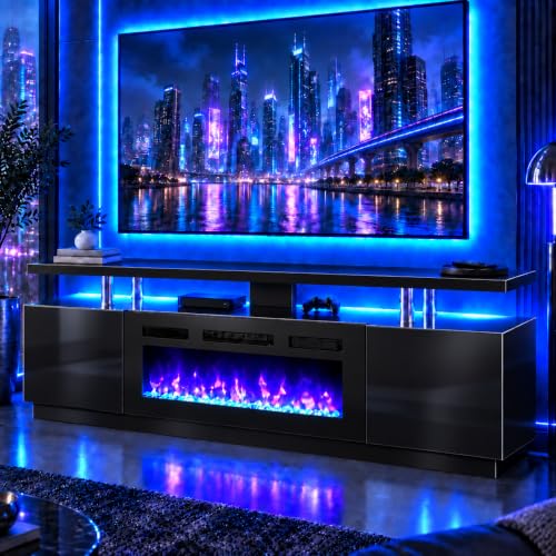 60" Fireplace TV Stand,Modern Entertainment Center Heating Fireplace, view 2