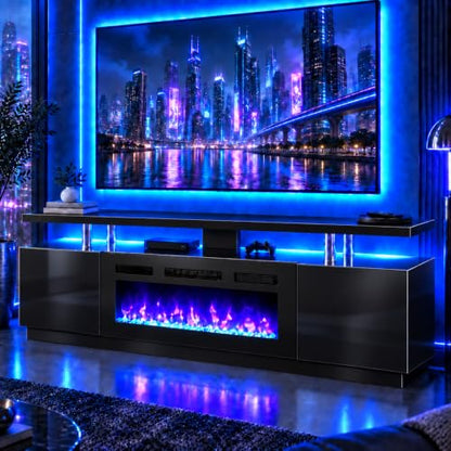60" Fireplace TV Stand,Modern Entertainment Center Heating Fireplace, view 2