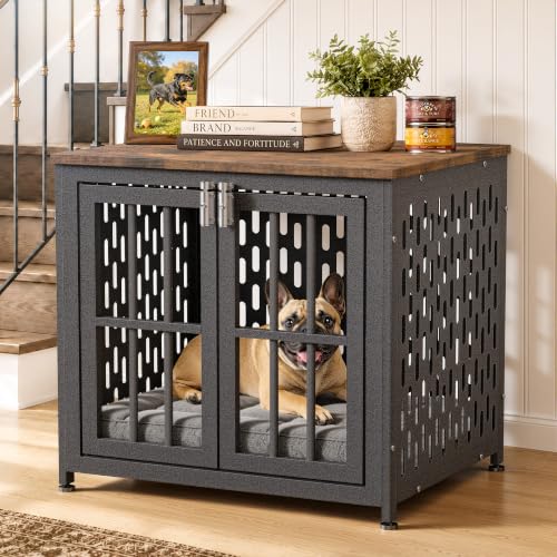 Heavy Duty Dog Crate Furniture 26 inch for Small Dogs, Aged Black, view 2