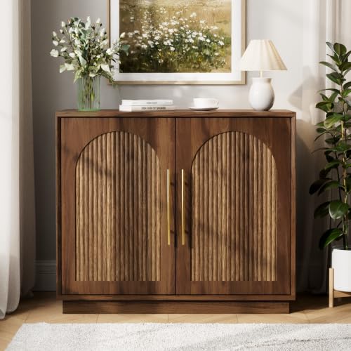 Fluted Sideboard Buffet Cabinet with Storage, view 2