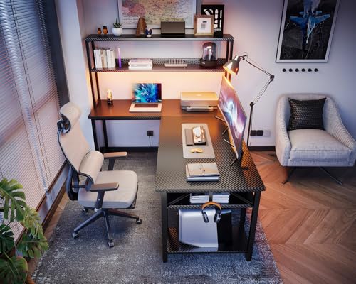 53 Inch L Shaped Gaming Desk with Hutch & Headphone Hook, view 8