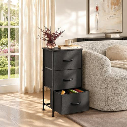 Small Dresser Nightstand for Bedroom, 3 Drawers, Charcoal Black, view 5