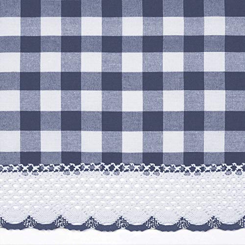 3-Piece Navy Kitchen Tier & Valance Set, 29W x 36L Inches, Checkered Plaid Gingham Design, Farmhouse Tier Panels, Buffalo Cafe Curtain with Swag and Tier Pair Set