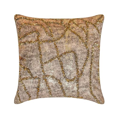 Decorative Throw Pillow Covers Gold 22"x22" (55x55 cm) Jacquard Foil, Bead, Sequins, Hand Embroidery Outdoor Furniture Cushion Cover, Abstract Modern Style - Old World Gold