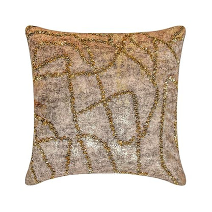 Decorative Throw Pillow Covers Gold 22"x22" (55x55 cm) Jacquard Foil, Bead, Sequins, Hand Embroidery Outdoor Furniture Cushion Cover, Abstract Modern Style - Old World Gold