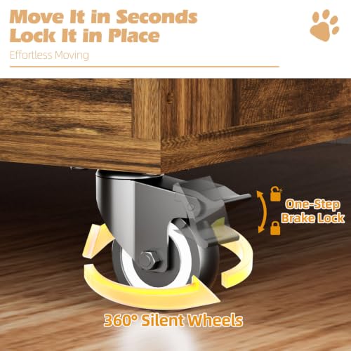 Wooden Dog Crate Furniture, Indoor Dog Kennel Rustic Brown M, view 8