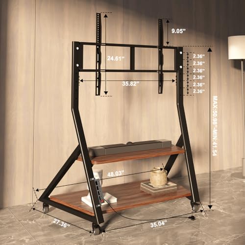 Heavy Duty Rolling TV Stand with Power Outlet for 55 to 100 inch TV, view 6