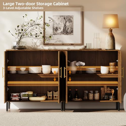33.62" Tall Modern Fluted Arched Sideboard Buffet Cabinet with Storage, view 4
