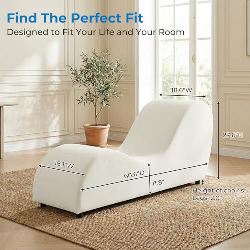 Velvet Yoga Chaise Lounge Chair for Indoor, Beige, view 3