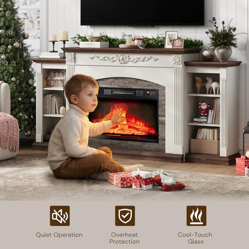 72" Electric Fireplace with Mantel, Fireplace TV Stand for TVs Up to 80", view 5