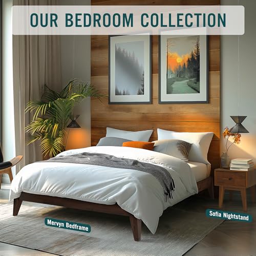 Acacia Mervyn Solid Wood Bed Frame Without Headboard, King Size, Chocolate, view 4