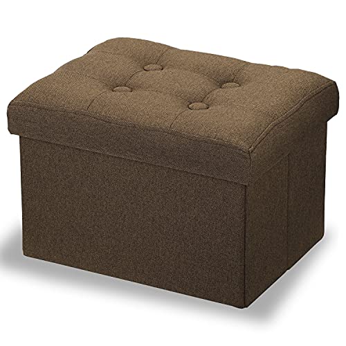 Ottoman Storage Ottoman with Storage Small Foot Rest Stool Under Desk Stool Short Folding Footrest Linen Cloth Brown 16X12X12IN