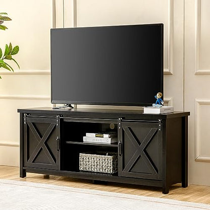 Farmhouse TV Stand with Sliding Barn Doors, view 2