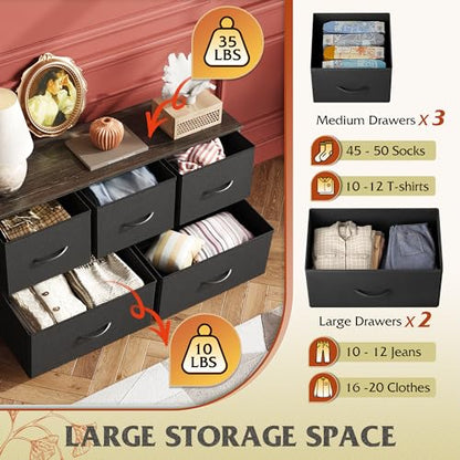 Wide Dresser for Bedroom, 5 Drawer Chest of Drawers, Charcoal Black, view 5
