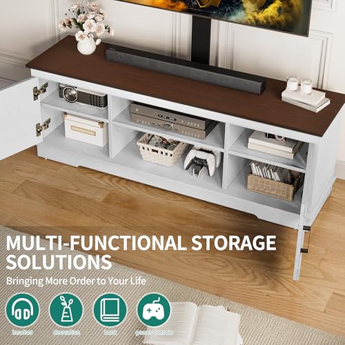 Farmhouse TV Stand with Height Adjustable Mount, Espresso, view 6