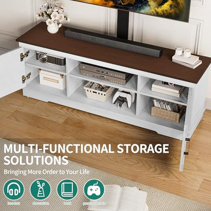 Farmhouse TV Stand with Height Adjustable Mount, Espresso, view 6