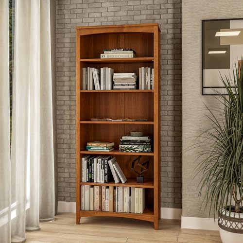 Shaker Style 6 Shelf Bookcase / Solid Wood / 72 inch Tall / Adjustable Shelving, view 3