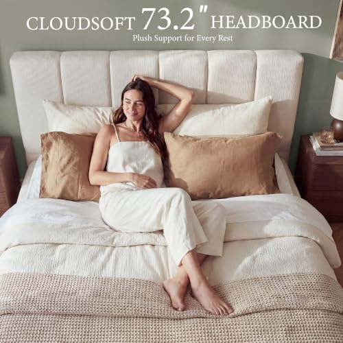 Queen Cloud Bed Frame with Headboard Removable, view 7