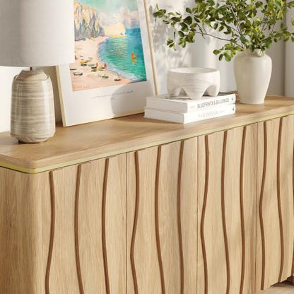 Fluted Buffet Cabinet with Storage, Kitchen Coffee Wine Bar Cabinet, view 5