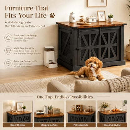 27.5" Dog Crate Furniture with Sliding Doors for Small Dogs Up to 20 lbs, view 7