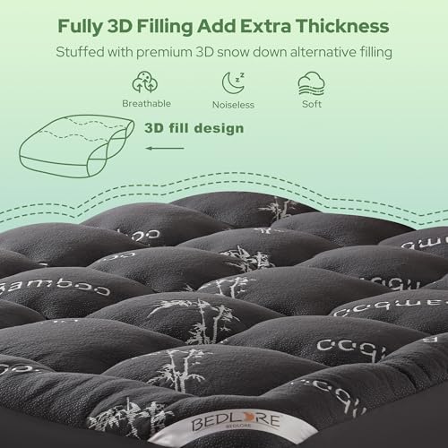 Twin Mattress Topper, Thick Pillow Top Mattress Pad, view 6