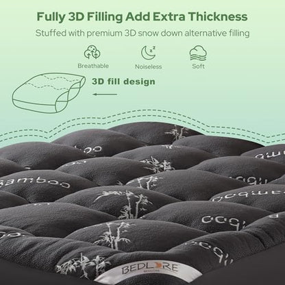 Twin Mattress Topper, Thick Pillow Top Mattress Pad, view 6