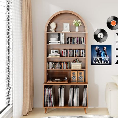 Arched Large Record Player Stand,Holds Up 350+ Albums,31.5''W, view 4