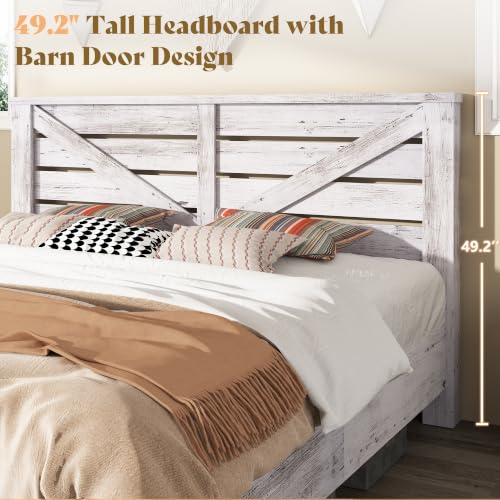 5-Piece Farmhouse Bedroom Set, Queen Bed Frame & Dresser, White, view 5