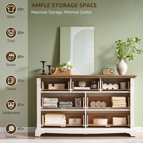 Farmhouse 7 Drawers Dresser for Bedroom 54" W Wood Rustic Chest, view 5