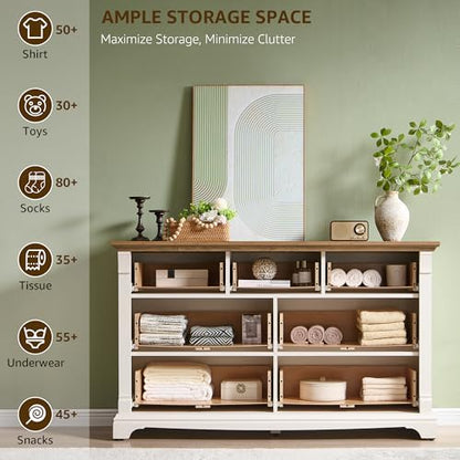 Farmhouse 7 Drawers Dresser for Bedroom 54" W Wood Rustic Chest, view 5
