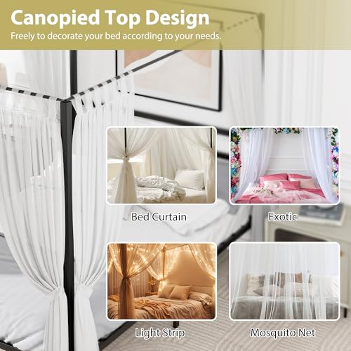Queen Size Metal Canopy Bed Frame, view 5