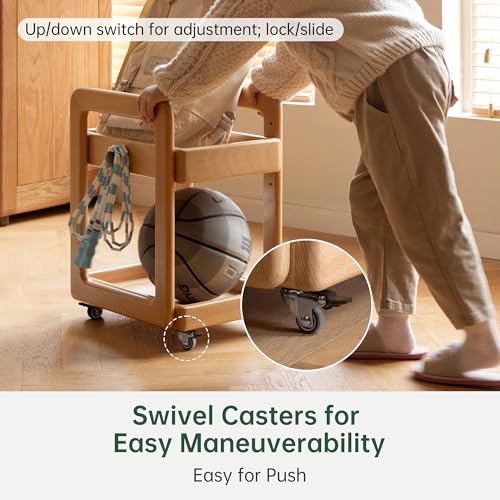 2-Tier Small Rolling Bookshelf Cart with Wheels, view 4