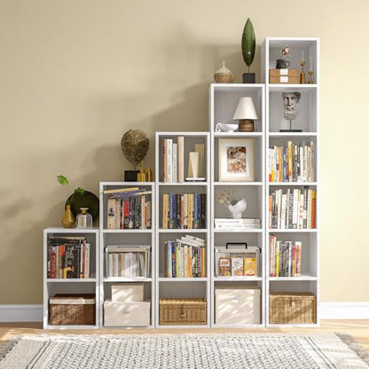 Narrow Bookshelf, 6-Tier Open Bookcase, Coner Shelf, Storage Shelves, Display Storage Shelves, Floor Standing Unit, Home Decor, Furniture for Home Office, Living Room, Bedroom, White