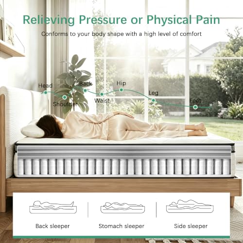 Queen Mattress,12 inch Queen Size Hybrid in Box,Medium Firm Support, view 4
