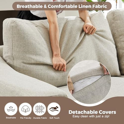 47" W Oversized Accent Chair, Comfy Upholstered Sofa Chair with Large Seat and Wide Armrest, Pet-Friendly Modern Lounge Armchair for Living Room/Apartment/Bedroom, Premium Linen, Oatmeal