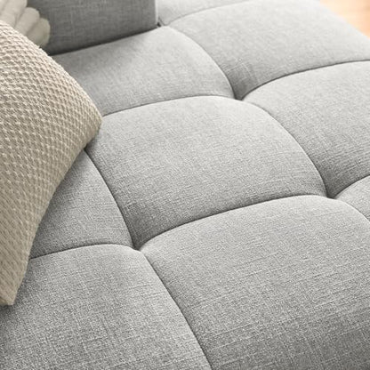 Liana Right-Facing Modular Sofa with Chaise in Pewter - Modern Sectional Sofa Couch Furniture Set - Upholstered Fabric Chaise and Chair for Living Room, Lounge, Apartment