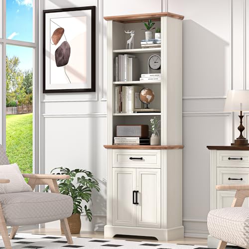 72" Tall 6-Tier Bookshelf, Farmhouse Bookcase with Ample Storage, view 4