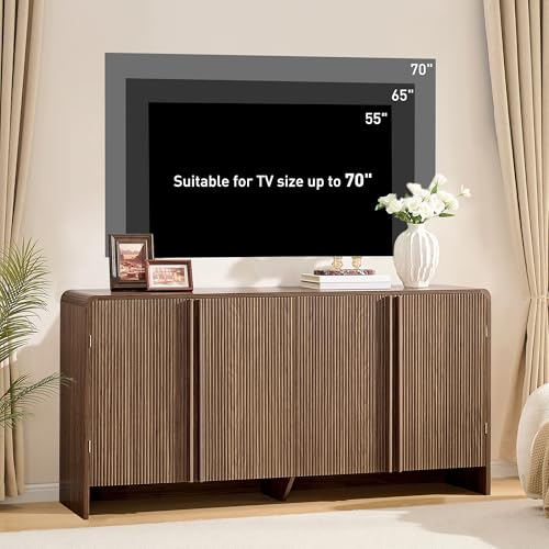 63" Modern Fluted TV Stand with Storage, view 4