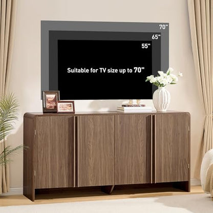 63" Modern Fluted TV Stand with Storage, view 4