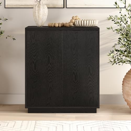 Henn&Hart 28" Fluted Accent Cabinet, Sideboard Buffet, Natural Black, view 4
