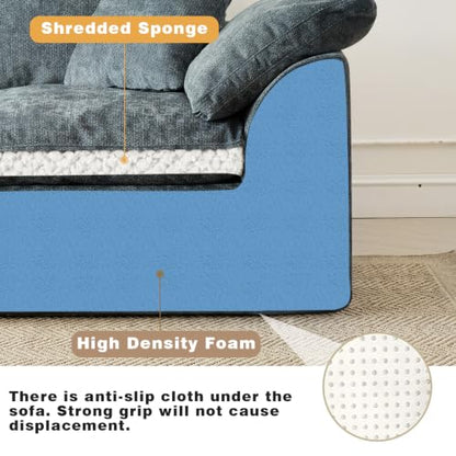 109" Boneless Cloud Couch Sectional for Living Room, Oversized Modular L Shaped Sofa with Ottoman, Deep Seat Chenille Sectional Couch for Cloud-Like Comfort(Blue)